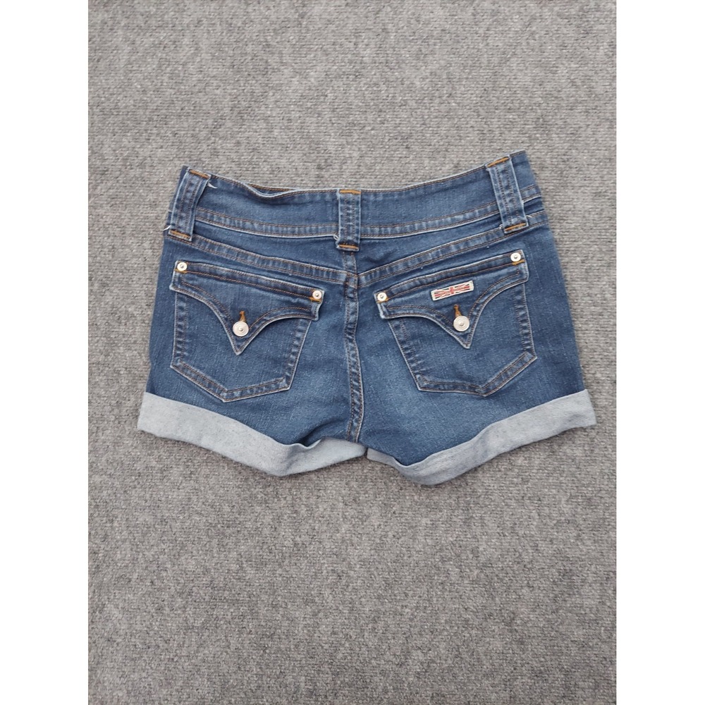 Hudson Denim Shorts Womens 29 Blue Ruby Flap Pockets Cuffed Mid Rise Jean